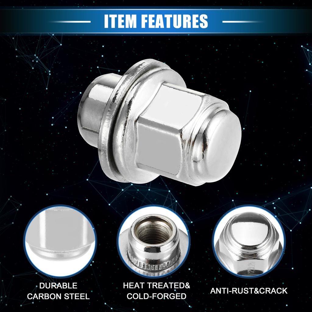 UXCELL Auto 10 Pcs Wheel Lug Nuts Vehicle M12x1.25 Nuts Carbon Steel Tire Lugnuts 40224JK00A for Nissan 370Z 2009-2015