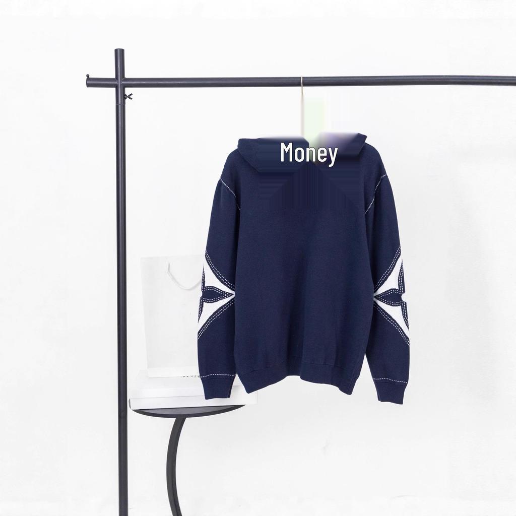 Cross25SS Unisex Autumn/Winter Embossed Knit Zipper Cardigan Hoodie