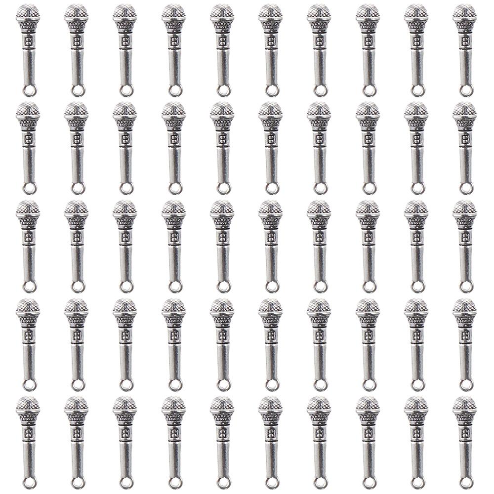 50 Stück 24x7mm Mikrofon Anhänger Antik Silber Tibetische Anhänger Vintage Anhänger Armband