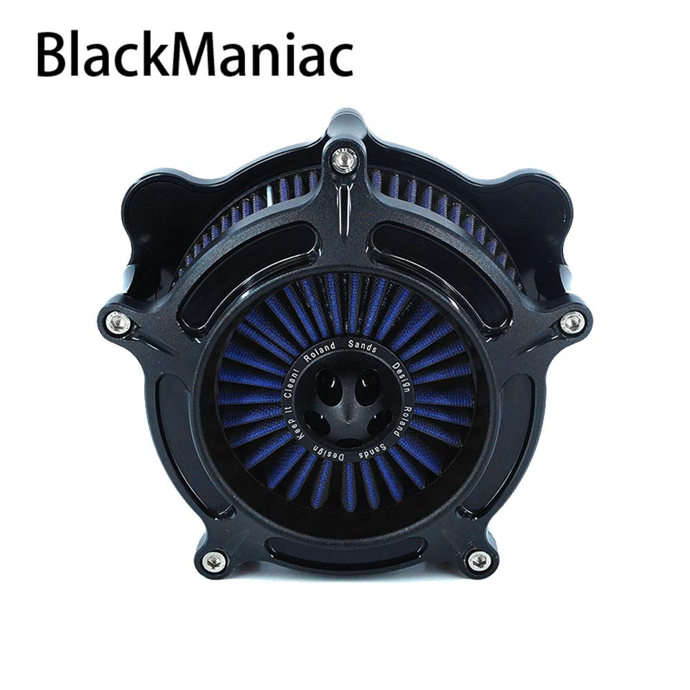 RSD Turbine Air Cleaner Matte Black Intake Filter For Harley Sportster XL 883 Dyna V-Rod Softail Fat Boy Touring Ultra FLHR FLHX