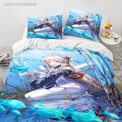 Game Genshin Impact Bedding Set 3D Printed Suitable For Bedroom Duvet Cover Set With Pillowcases Kids Home Textile