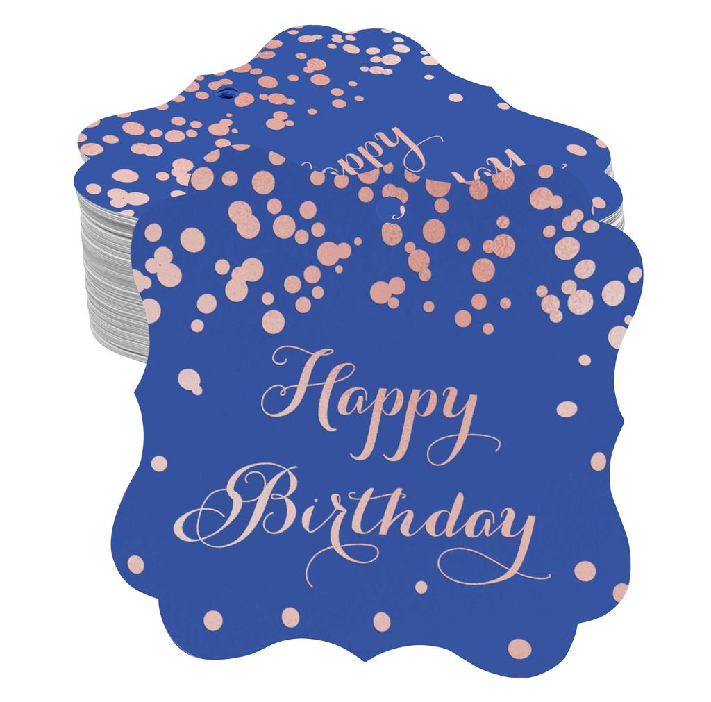 Inkdotpot Real Gold Foil Bracket Shape Paper Hang Tags Happy Birthday Favor Tags Pack Of