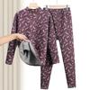 Elderly Women's Plush Thermal Underwear Set