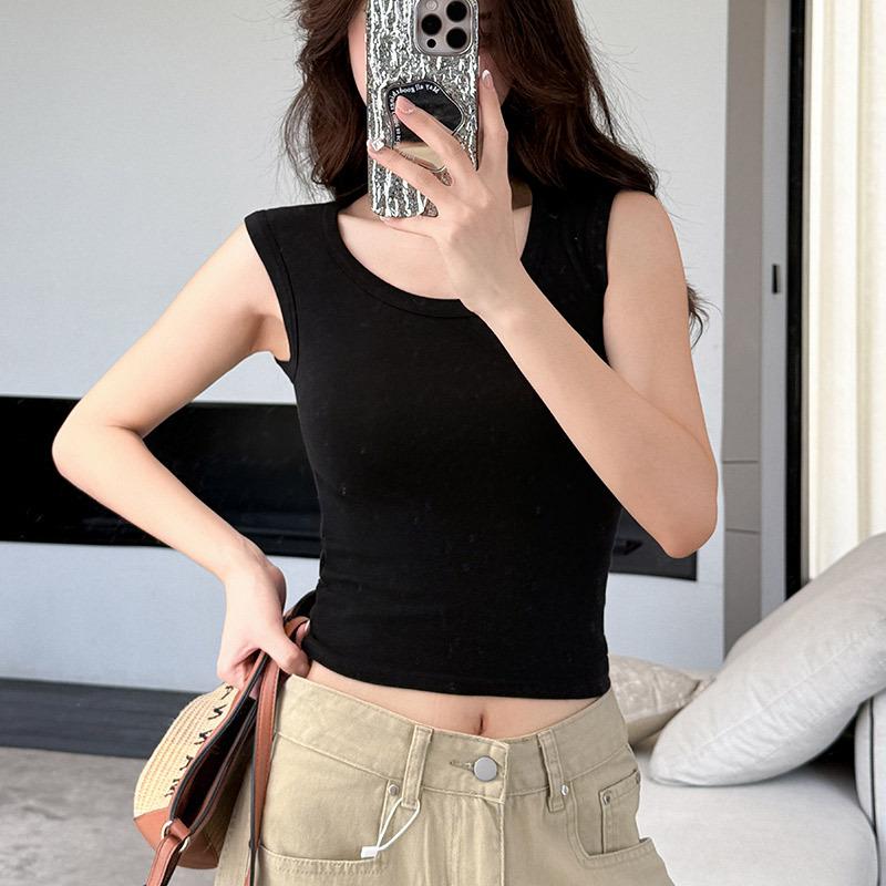 Wide Shoulder U-neck Sling Vest, Women's Inner Cover, Summer Outer Wear, Breast Cover, Slim and Thin I-shaped Bottoming Top