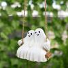 Swing Ghost Couple Figurine Halloween Ghost Hanging Decoration Resin White Ghost Couple Ornament for Indoor Outdoor Garden Patio Porch Decor