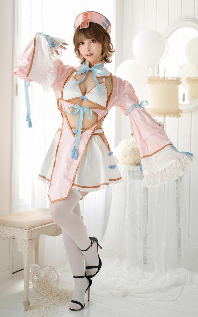 Jiangshi Ghost China Cosplay Costume Halloween Cosplay Costume Costume Marie Moon 6 Piece Set [Malymoon] [9642] (Pink)