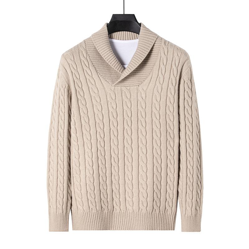 Autumn New Young Men's Long-sleeved Pullover Sweater Korean Style High-elastic Sweater Men's Fitted V-neck Bottoming Shirt