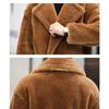 Men's Mid-Length Camel Teddy Faux Fur Coat Lapel Button-Up Warm Winter Overcoat