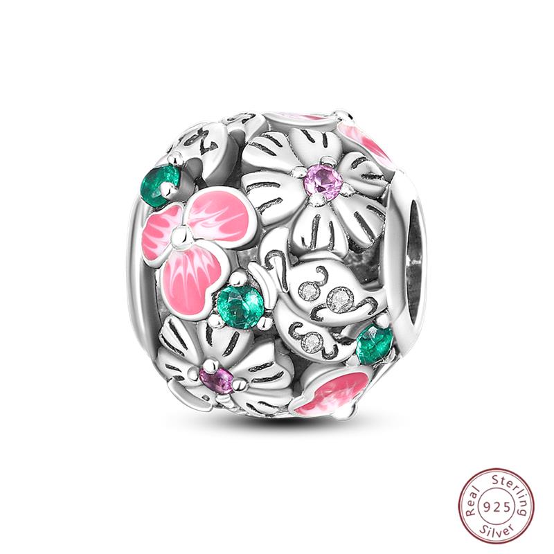 Copper Beaded Pendant Shiny Zircon Spring Cute Bow Original 3Mm Bracelet Women Fine Jewelry