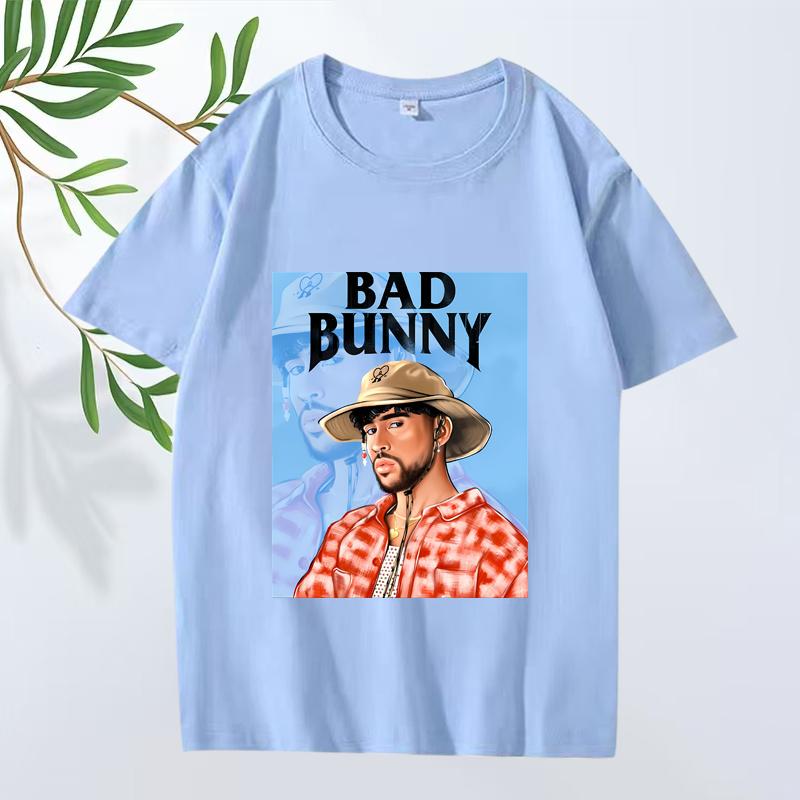 Bad Bunny Módní Klasické Grafické Tričko Muži Ženy Nadměrné 100% Bavlna Streetwear Cool Krátký Rukáv Letní Potisk Unisex Topy