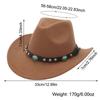 Vintage Classic Cowboy Hat with Studded Pinched Decorative Bands Wide Brim Felt Fedora Hat Cropped Jazz Hat for Women & Men