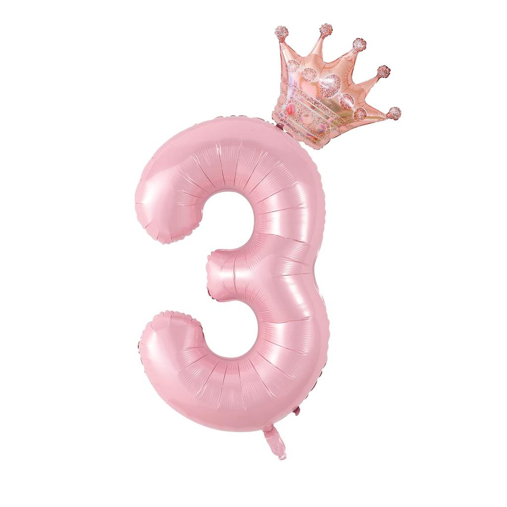 2Pcs 40 Inch Macaron Pearlescent Pink Numbers Foil Balloon Set Mini Size Bow Balloons for Boys Girls Birthday Party Decoration