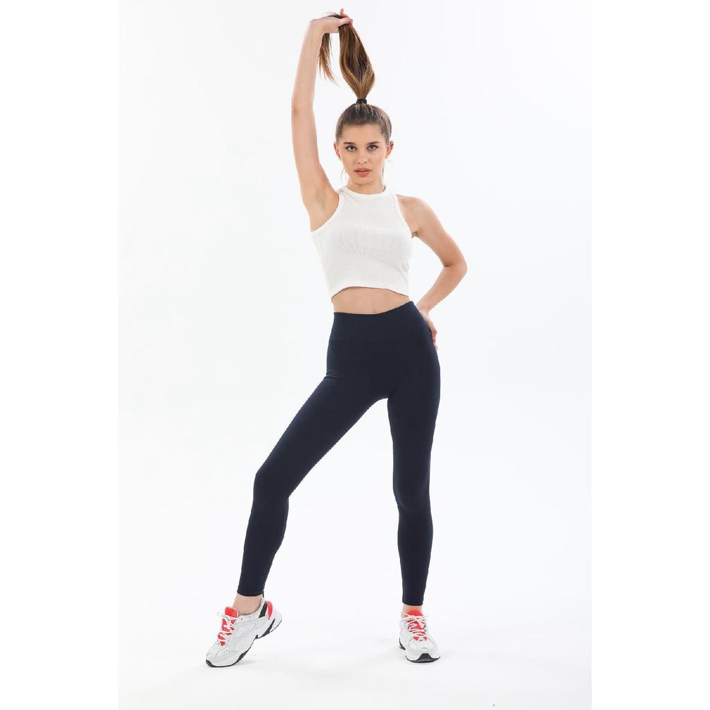 Indigo Indigo Indigo – Strickstrumpfhose mit hoher Taille, gerippt und elastischem Interlock-Bund