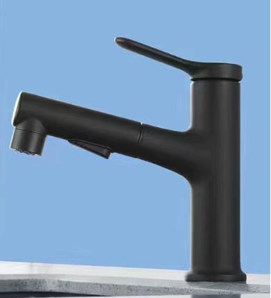 Gun grey/Black/White Pull-out Bathroom Basin Faucet Kitchen Wash Basin Hot and Cold Dual Control Faucet Single Hole Tapware