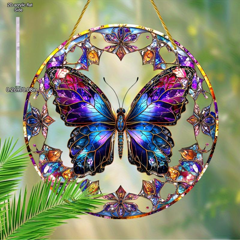 Vibrant Stained Glass Butterfly Garden Suncatcher, Colorful Insect Decor, Butterfly Enthusiast Ornament, Housewarming Present, Nurseries, Vintage Home