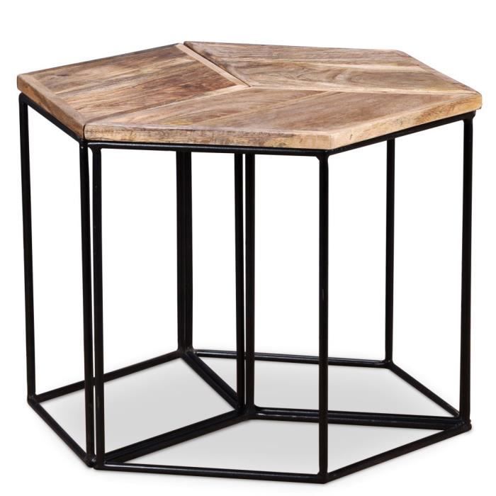 VidaXL Table basse Bois de manguier massif 56x48x40 cm