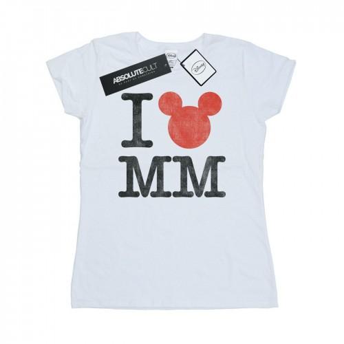 

Disney Womens/Ladies I Love Mickey Mouse Cotton T-Shirt XXL білий