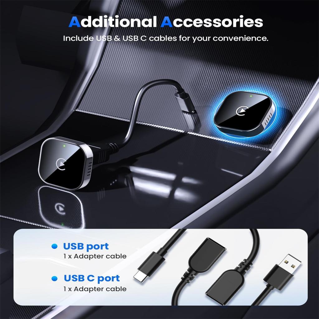Wireless  Adapter Upgrade Wired To Wireless USB Design For Cars With Built-in Wired Plug And Play Easy Use Fast Stable