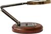 5X Brass Desk Top Magnifying Glass with Adjustable Stand and Wooden Base Vintage