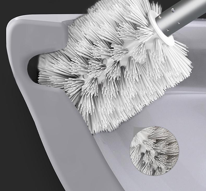Sleek Wall-Mounted Aluminum Toilet Brush with Long Handle