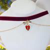 Wine Red Velvet Heart Choker Necklace for Women