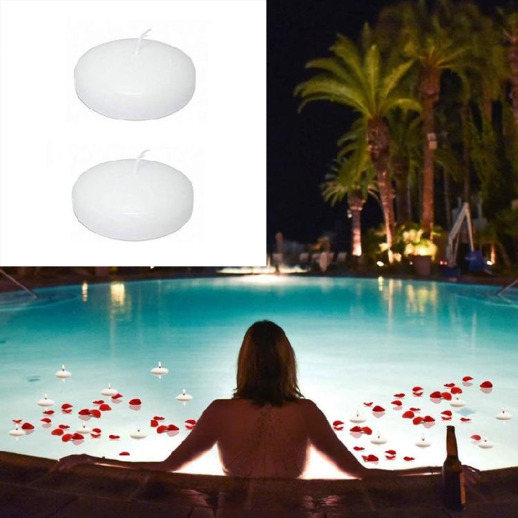 2Pcs Floating Candle for Centerpieces White Unscented Wax Discs Tealights Decor