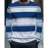 Rundhals Lässiges Oberteil Modisch Vielseitig Freizeit 3D Langarm T-Shirt Gestreiftes T-Shirt Herren Locker Großes T-Shirt