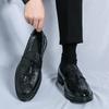 Large Size Men's Shoes Fringed Leather Shoes Men's Business Dress Crocodile Pattern One Pedal Thick Sole Heightening Foot Casual Shoes
