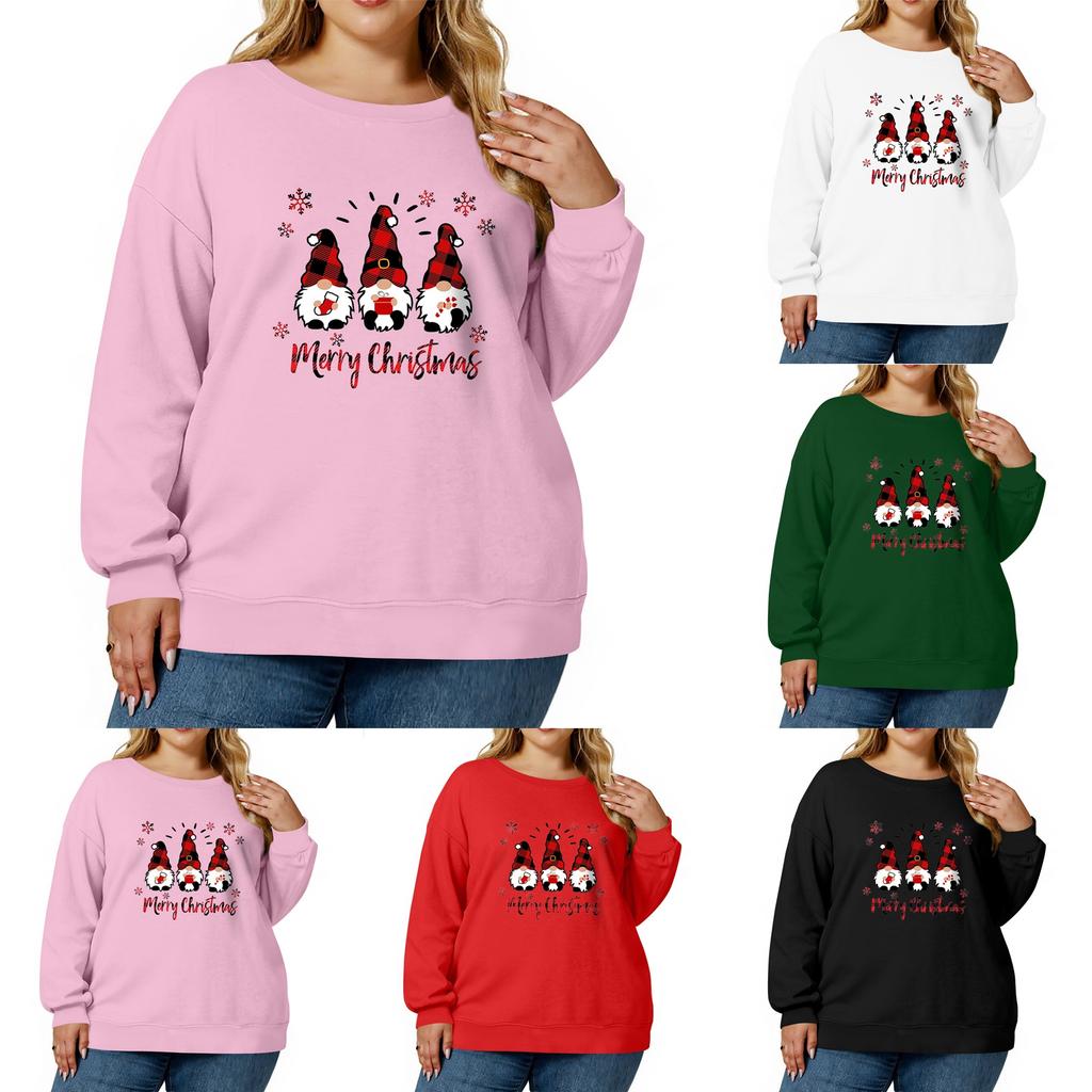 Women's Fashionable Casual Plus-Size Long Sleeve Pullover Printed Sweatshirt
