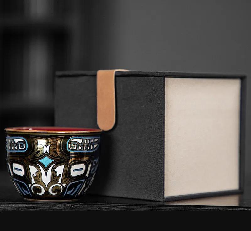 Ceramic master cups Chinese Antique Jinyincuo Enamel Tea Cup Kung Fu tea set single cup Tea cup with gift box High quality Gifts