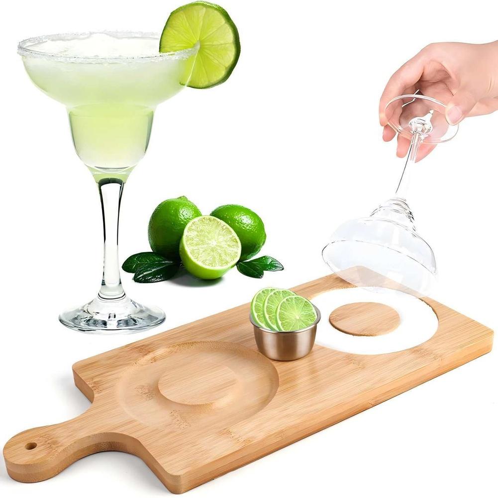 1 Set Salt-and-pepper 5*5*3cm Margarita Salt Rim Set Cocktail Bar Serving Tray With Stainless Steel Bowl Barware Bar Tools
