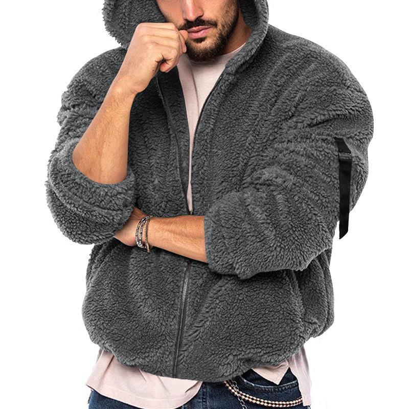 Herre ny vinter vendbar Arctic fleece casual jakke med hette og glidelås