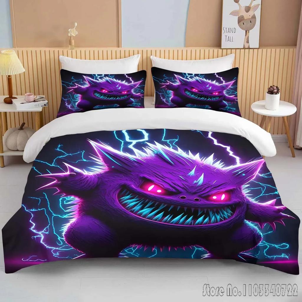Anime Pokemon Gengar 3D Tištěný Dětský Povlečení Sada Dětské Povlaky na Peřinu Sada Ložní Prádlo Twin Jednolůžko King Děti Dospělí Dárek
