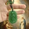 Retro Style Imitation Obsidian Carved Statue Pendant Necklace Unique Design Religious Jewelry for Street Wear