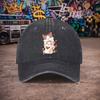 Pc Pcs Unisex Vintage Washed Baseball Cap Suitable for Parties Lightweight Hook  Loop Duckbill Hat with Cute Kitten Print W