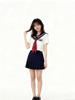 Enhanced White Three-Piece Japanese JK Sailor Suit Pleated Skirt Set - Academy Style Uniform