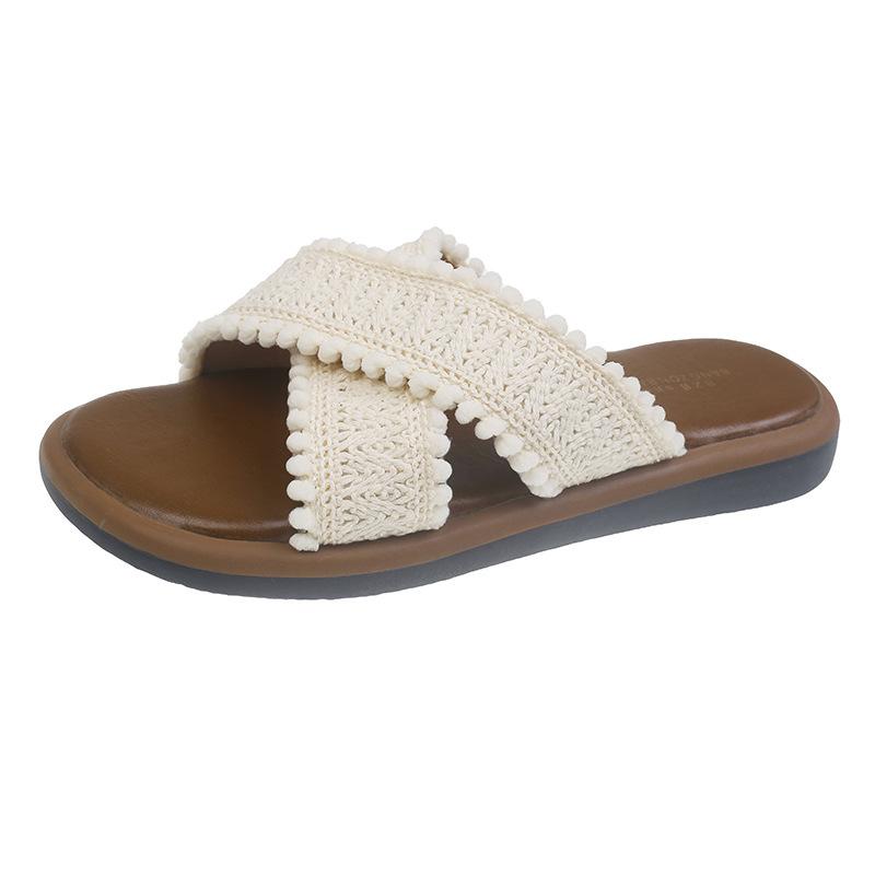 Flat Bottom Fashion Sandals Women's Shoes Simple Niche French Lace Bohemian Summer New Gentle Fairy Beach