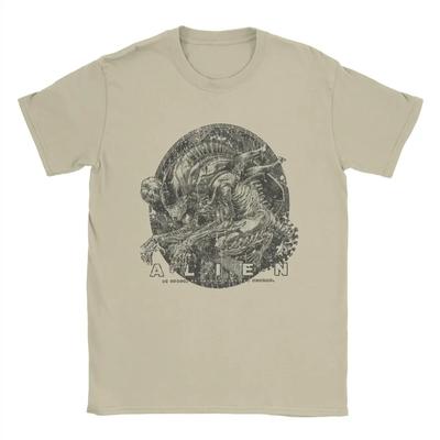 The Xenomorph 1979 Alien Movie T Shirts Men's Cotton Vintage T-Shirts Crewneck Tee Shirt Short Sleeve Clothing Plus #Color(1)