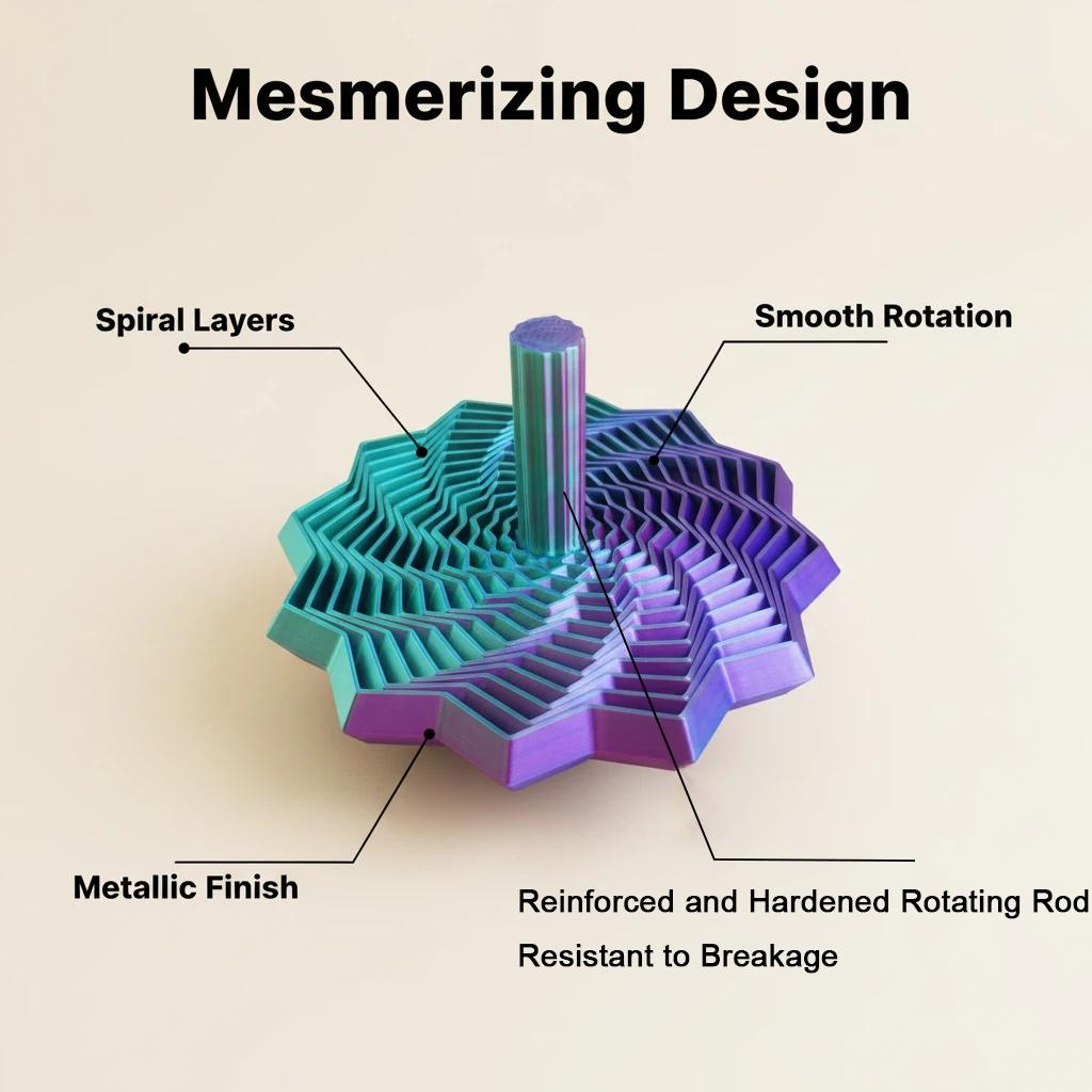 3D-gedruckter sensorischer Stressabbau-Stern mit Griff, farbiger fraktaler expandierender 12-zackiger Spiralstern Spielzeug für Schreibtisch-Stress im Büro
