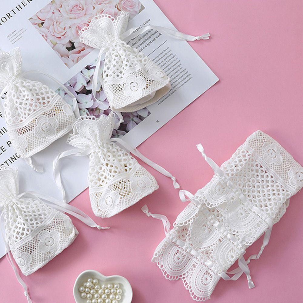 Festival Favor Drawstring Pocket Gauze Packaging Bag Reusable Lace Sachet Wedding
