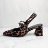 Spring High Heels Women's Mary Jane Shoes Retro Leopard Print Sexy Ankle Strap Slingbacks Luxury Designer Ladies Pumps