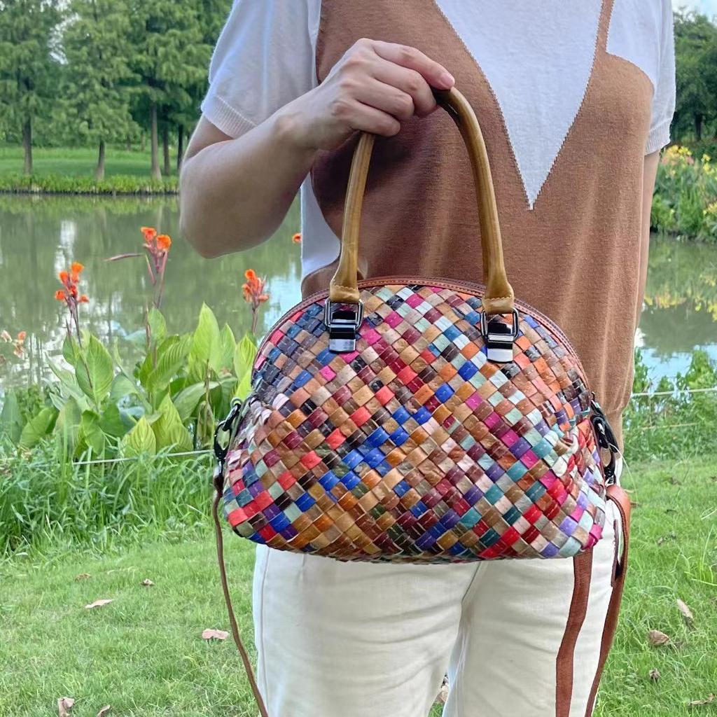 Wind Leder Damen Tasche Handgewebte Farbige Rindsleder Handtasche Schulter Messenger Bag Damen Tasche