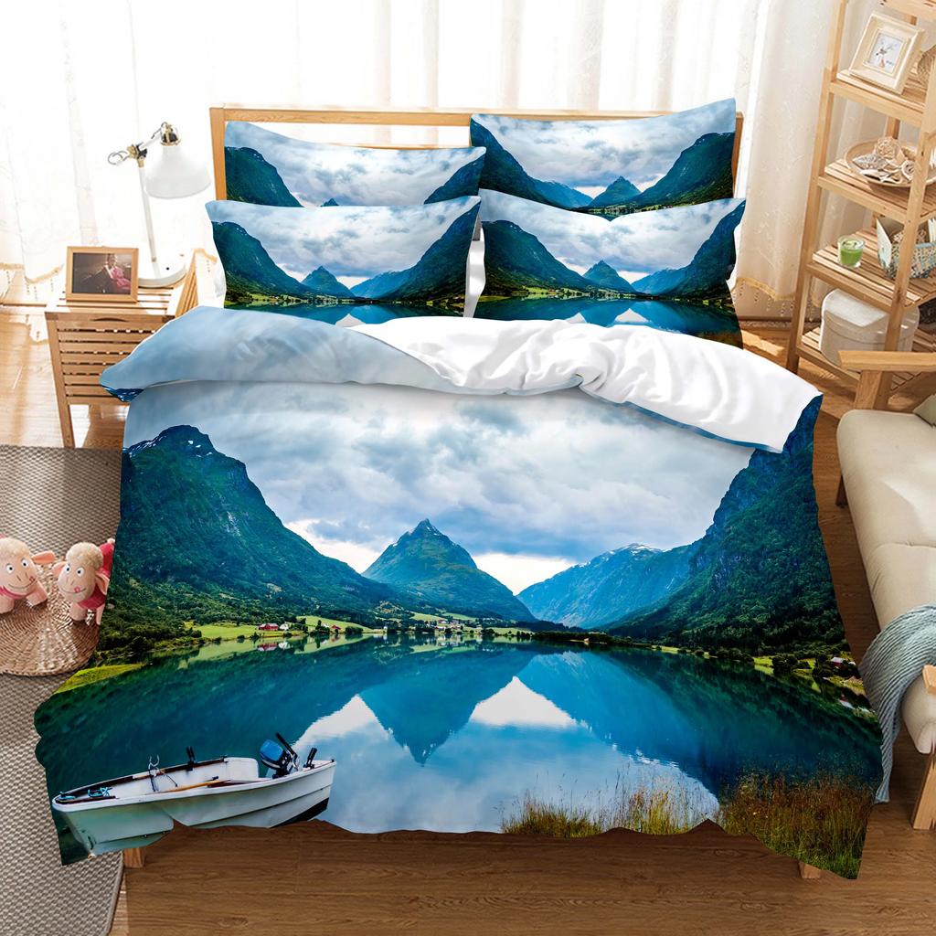 Comforter 3D Scenic Linen Woods Scene Forest Beautiful Natural Scenery Theme For Bedroom Decoration For Women Children Gifts