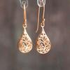 Vintage Filigree Teardrop Drop Earrings for Women Elegant Hollow Carved Earrings for Daily and Party Wear