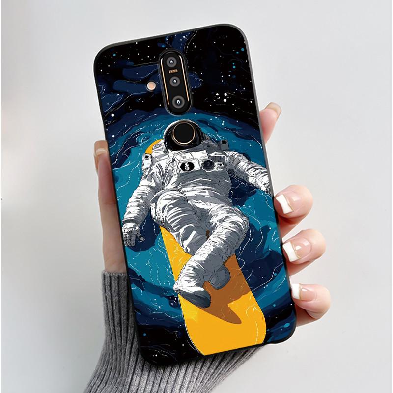 Case For Nokia 8.1 Plus/Nokia X71 Phone Casing Vast Grasslands With Beautiful WildFlowers Pattern Soft Black Anti-Scratch Case