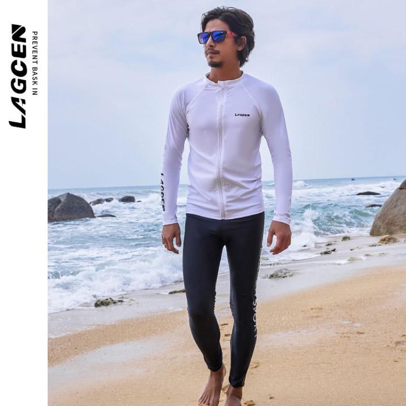 Mens Quick-Dry UV Protection Rash Guard Long Sleeve Swimwear Surfing Diving Swimming