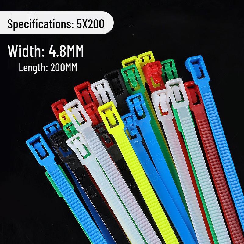 Reusable Nylon Cable Tie with Releasable Buckle - Black & White
