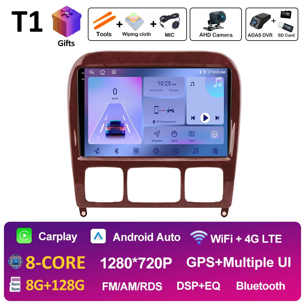 9 inch Android 14 For Mercedes Benz S Class W220 S280 S320 S350 S400 S430 S500 S600 AMG 1998 - 2002 2003 2004 2005 Head Unit BT