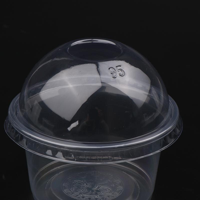 50Pcs 250Ml Disposable Salad Cup Transparent Plastic Dessert Cups Bowls Container With Dome/Flat Lids Ice Cream Dessert Cups