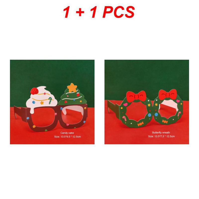 6-1PCS Christmas Cartoon Decorative Glasses Children Christmas Cute Small Gifts New Year Prom Party Decor Paper Glasses Frame